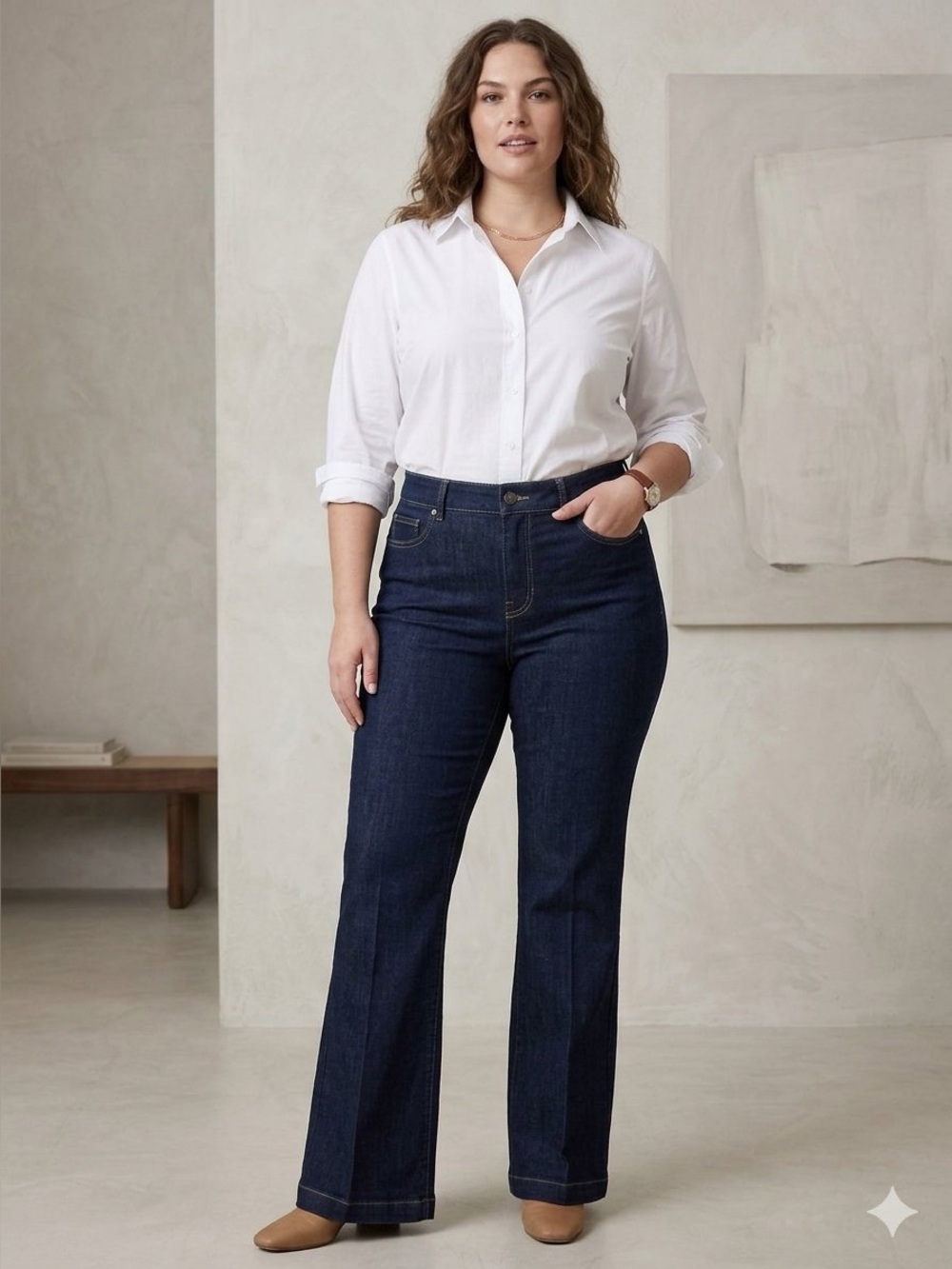 NWT SPANX EveryWear Pull-On Flare Jeans - Raw Indigo Dark Wash Size IX